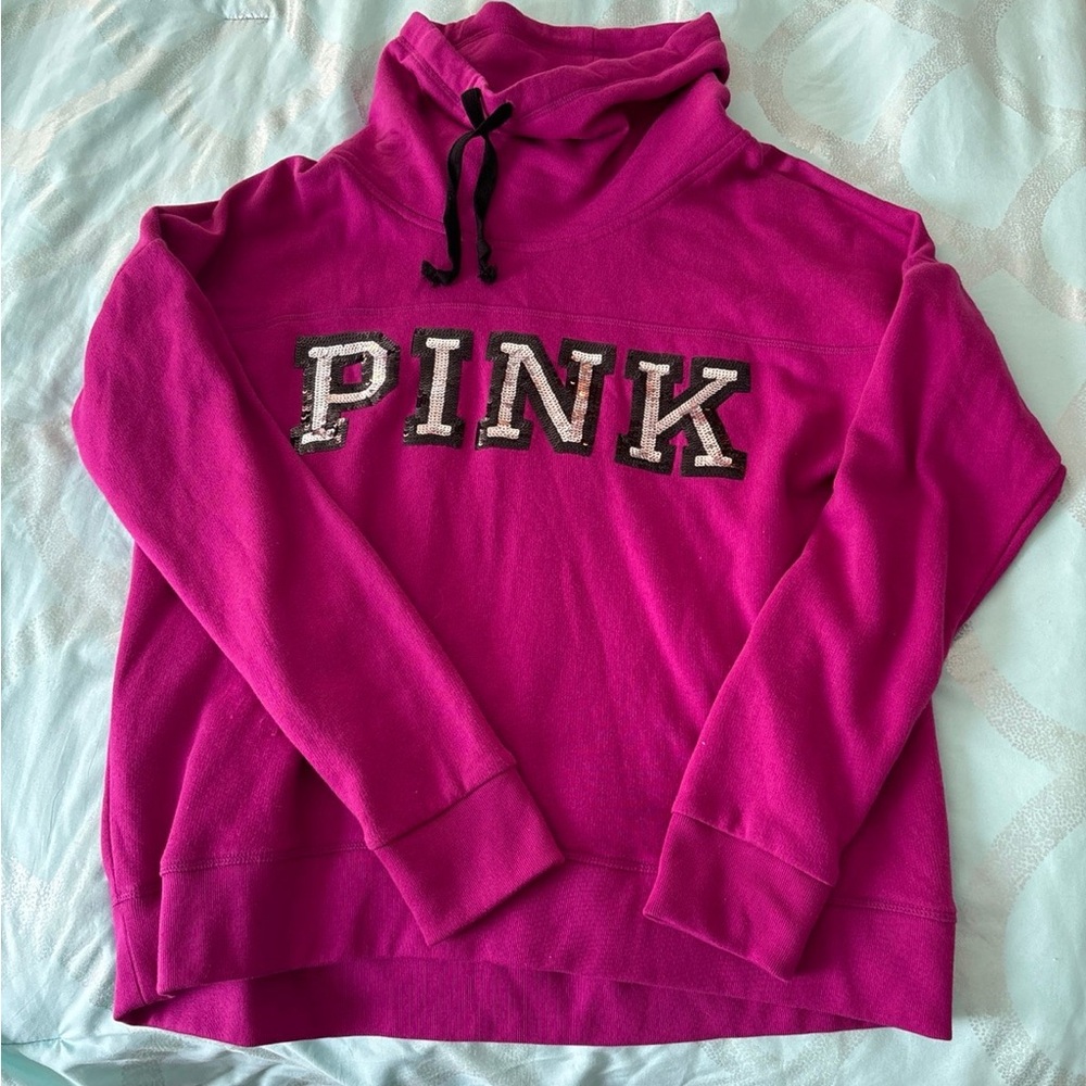 Victoria’s Secret pink sequin cowl neck hoodie